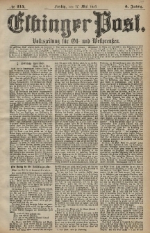 Elbinger Post, Nr. 114 Freitag 17 Mai 1878, 5 Jahrg.