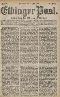 Elbinger Post, Nr. 115 Sonnabend 18 Mai 1878, 5 Jahrg.