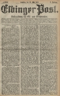 Elbinger Post, Nr. 116 Sonntag 19 Mai 1878, 5 Jahrg.