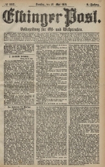 Elbinger Post, Nr. 117 Dienstag 21 Mai 1878, 5 Jahrg.