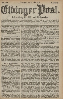 Elbinger Post, Nr. 119 Donnerstag 23 Mai 1878, 5 Jahrg.