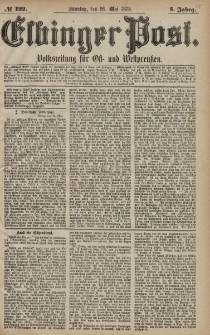 Elbinger Post, Nr. 122 Sonntag 26 Mai 1878, 5 Jahrg.