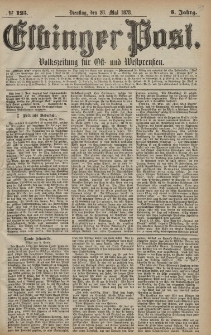 Elbinger Post, Nr. 123 Dienstag 28 Mai 1878, 5 Jahrg.