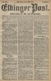 Elbinger Post, Nr. 125 Donnerstag 30 Mai 1878, 5 Jahrg.