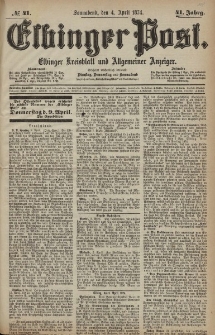 Elbinger Post, Nr. 41, Sonnabend 4 April 1874, 41 Jh