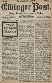Elbinger Post, Nr. 51, Donnerstag 30 April 1874, 41 Jh