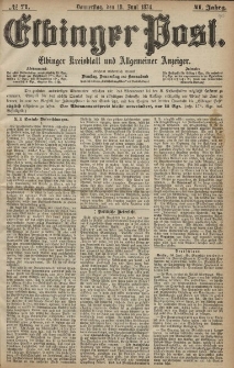 Elbinger Post, Nr. 71, Donnerstag 18 Juni 1874, 41 Jh