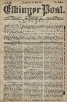 Elbinger Post, Nr. 74, Dienstag 23 Juni 1874, 41 Jh