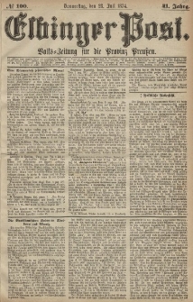 Elbinger Post, Nr. 100, Donnerstag 23 Juli 1874, 41 Jh