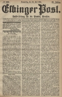 Elbinger Post, Nr. 106, Donnerstag 30 Juli 1874, 41 Jh