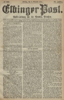 Elbinger Post, Nr. 161, Freitag 2 Oktober 1874, 41 Jh