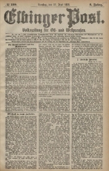 Elbinger Post, Nr. 139 Dienstag 18 Juni 1878, 5 Jahrg.