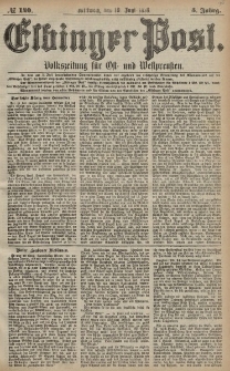 Elbinger Post, Nr. 140 Mittwoch 19 Juni 1878, 5 Jahrg.