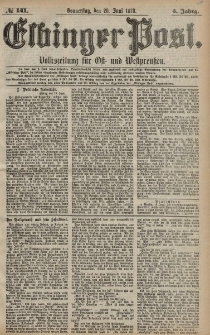 Elbinger Post, Nr. 141 Donnerstag 20 Juni 1878, 5 Jahrg.
