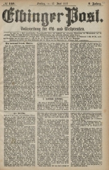 Elbinger Post, Nr. 148 Freitag 28 Juni 1878, 5 Jahrg.