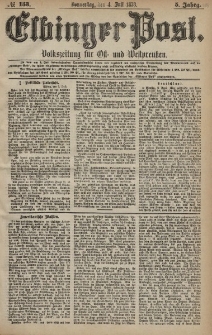 Elbinger Post, Nr. 153 Donnerstag 4 Juli 1878, 5 Jahrg.