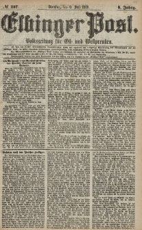 Elbinger Post, Nr. 157 Dienstag 9 Juli 1878, 5 Jahrg.