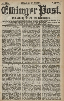 Elbinger Post, Nr. 158 Mittwoch 10 Juli 1878, 5 Jahrg.