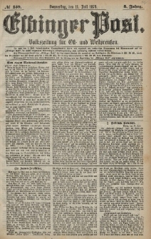 Elbinger Post, Nr. 159 Donnerstag 11 Juli 1878, 5 Jahrg.