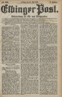 Elbinger Post, Nr. 160 Freitag 12 Juli 1878, 5 Jahrg.