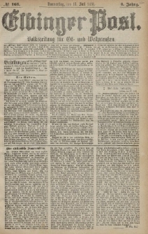 Elbinger Post, Nr. 165 Donnerstag 18 Juli 1878, 5 Jahrg.