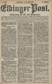 Elbinger Post, Nr. 167 Sonnabend 20 Juli 1878, 5 Jahrg.