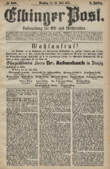 Elbinger Post, Nr. 169 Dienstag 23 Juli 1878, 5 Jahrg.