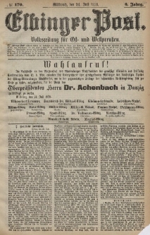 Elbinger Post, Nr. 170 Mittwoch 24 Juli 1878, 5 Jahrg.
