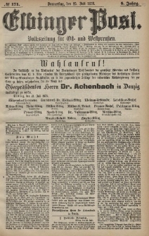 Elbinger Post, Nr. 171 Donnerstag 25 Juli 1878, 5 Jahrg.