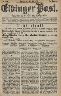 Elbinger Post, Nr. 174 Sonntag 28 Juli 1878, 5 Jahrg.