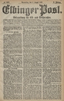 Elbinger Post, Nr. 177 Donnerstag 1 August 1878, 5 Jahrg.