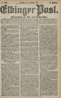 Elbinger Post, Nr. 178 Freitag 2 August 1878, 5 Jahrg.