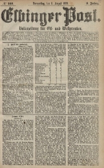 Elbinger Post, Nr. 183 Donnerstag 8 August 1878, 5 Jahrg.