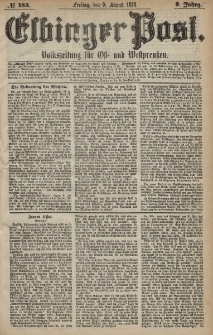 Elbinger Post, Nr. 184 Freitag 9 August 1878, 5 Jahrg.