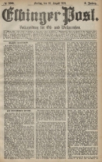 Elbinger Post, Nr. 190 Freitag 16 August 1878, 5 Jahrg.