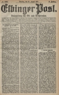 Elbinger Post, Nr. 193 Dienstag 20 August 1878, 5 Jahrg.