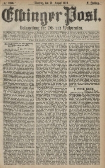 Elbinger Post, Nr. 193 Dienstag 20 August 1878, 5 Jahrg.