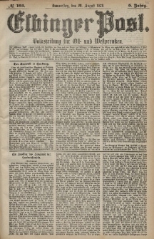 Elbinger Post, Nr. 195 Donnerstag 22 August 1878, 5 Jahrg.