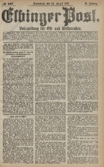 Elbinger Post, Nr. 197 Sonnabend 24 August 1878, 5 Jahrg.