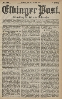 Elbinger Post, Nr. 199 Dienstag 27 August 1878, 5 Jahrg.