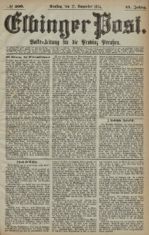 Elbinger Post, Nr. 200, Dienstag 17 November 1874, 41 Jh