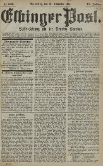 Elbinger Post, Nr. 208, Donnerstag 26 November 1874, 41 Jh
