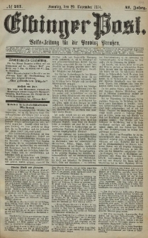 Elbinger Post, Nr. 211, Sonntag 29 November 1874, 41 Jh