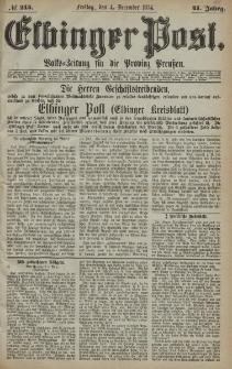 Elbinger Post, Nr. 215, Freitag 4 Dezember 1874, 41 Jh