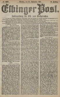 Elbinger Post, Nr. 223 Dienstag 24 September 1878, 5 Jahrg.