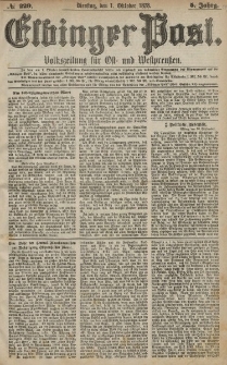 Elbinger Post, Nr. 229 Dienstag 1 Oktober 1878, 5 Jahrg.
