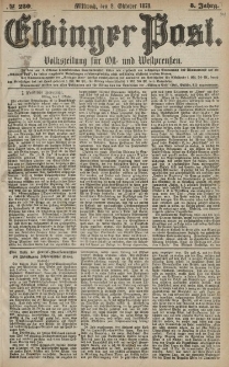 Elbinger Post, Nr. 230 Mittwoch 2 Oktober 1878, 5 Jahrg.