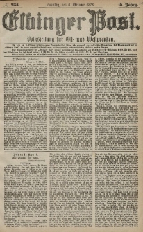 Elbinger Post, Nr. 234 Sonntag 6 Oktober 1878, 5 Jahrg.