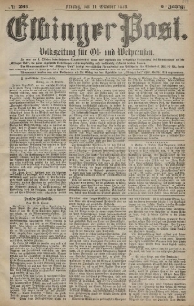 Elbinger Post, Nr. 238 Freitag 11 Oktober 1878, 5 Jahrg.