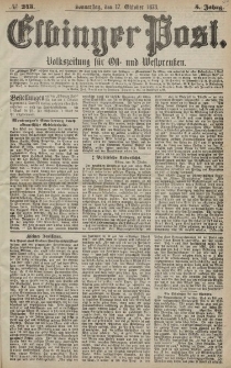 Elbinger Post, Nr. 243 Donnerstag 17 Oktober 1878, 5 Jahrg.